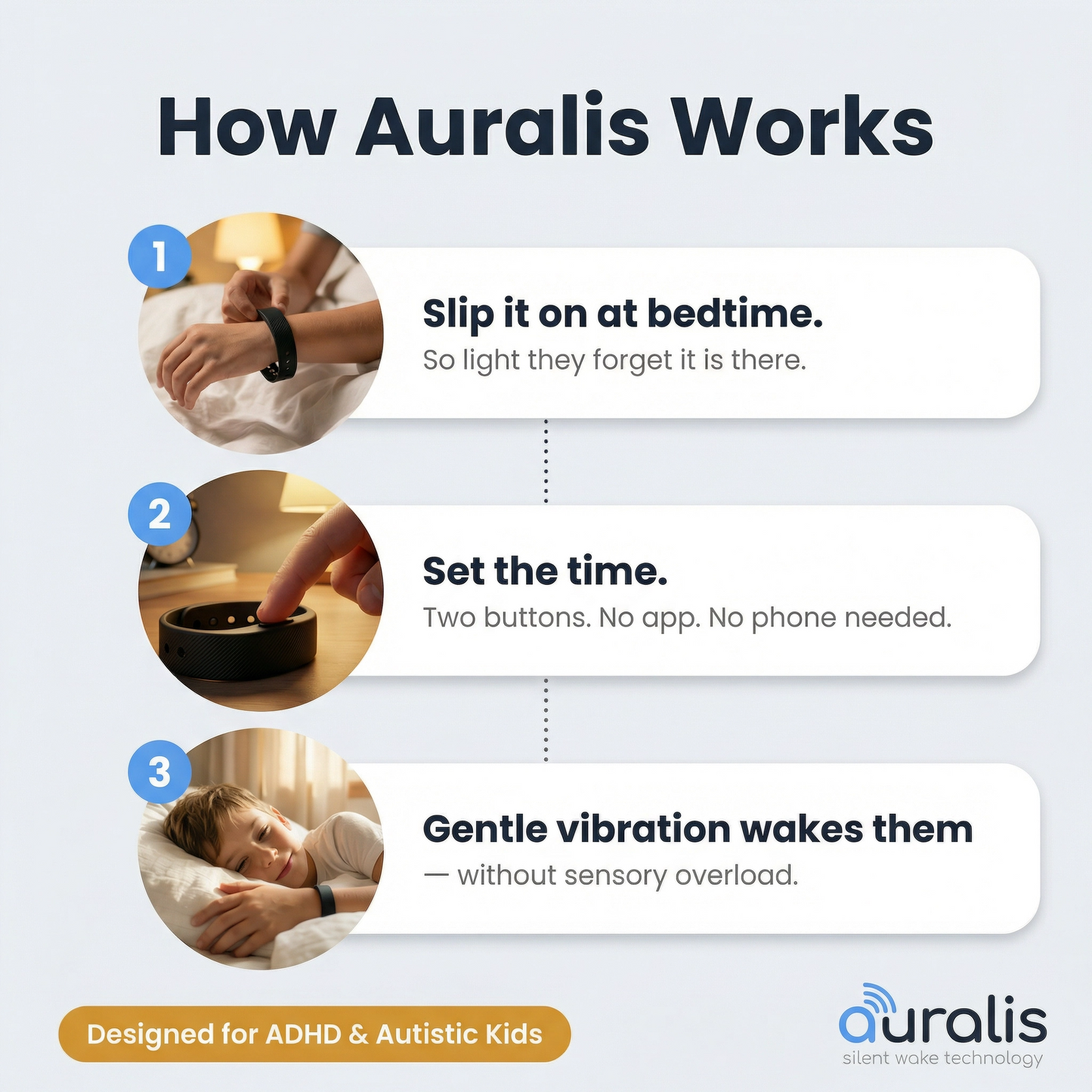 Auralis Silent Vibrating Alarm for ADHD & Autistic Kids and Teens
