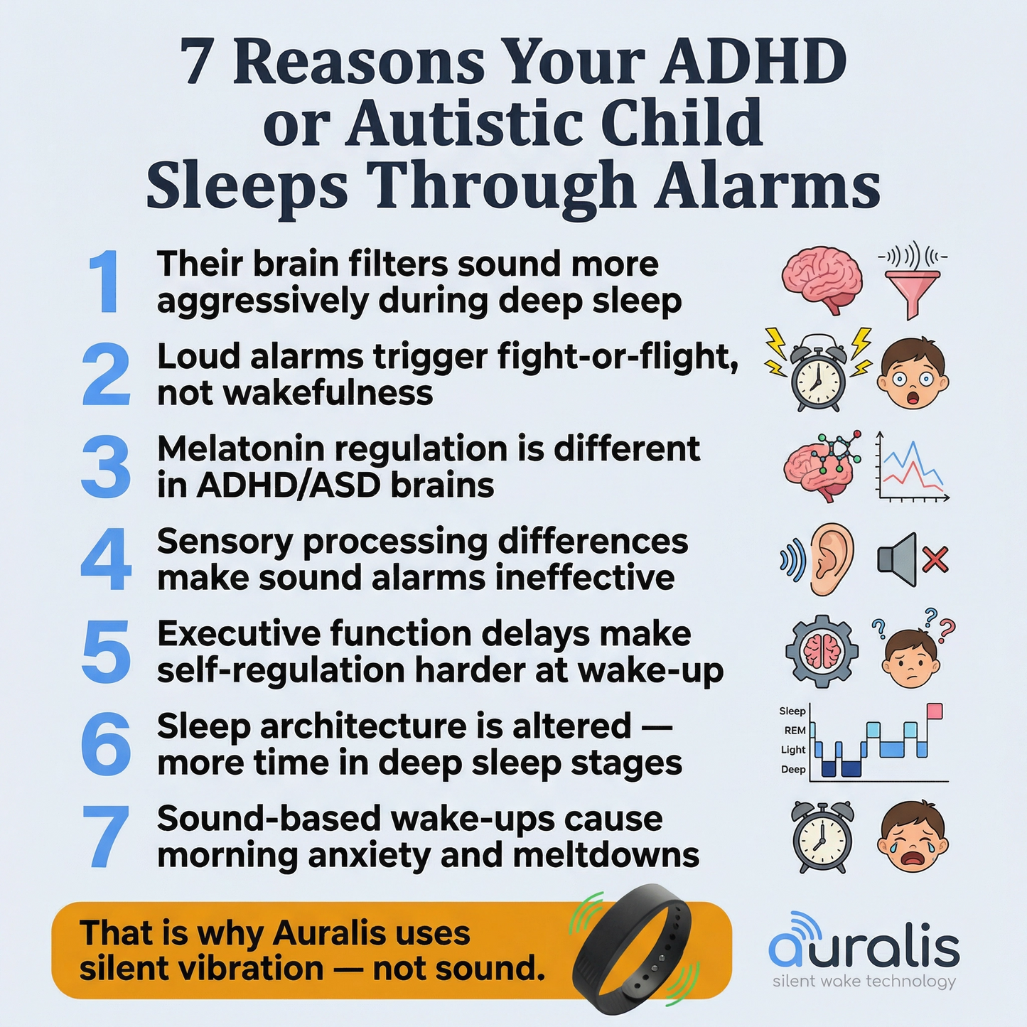 Auralis Silent Vibrating Alarm for ADHD & Autistic Kids and Teens